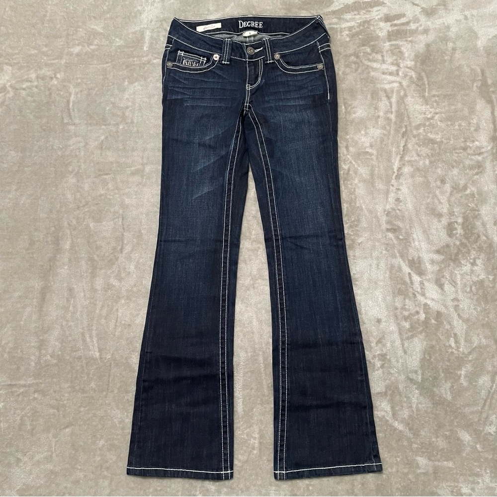 Decree Dark Indigo Boot Cut Jeans Size 1 Womens Dark Wash Denim Blue